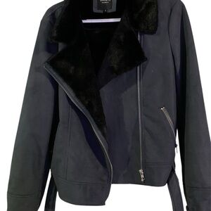 Barneys Original Black Jacket with Faux Fur Collar